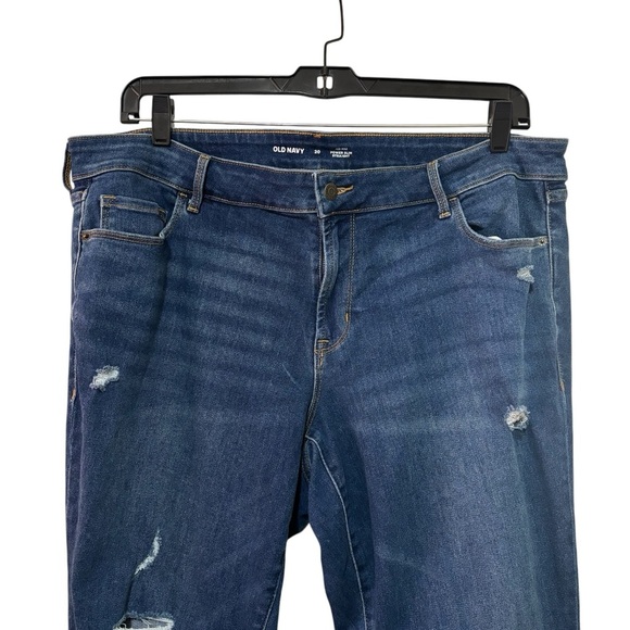 Old Navy Mid-Rise Power Slim Straight Blue Distressed Jeans Women’s Size 20 - Picture 3 of 16